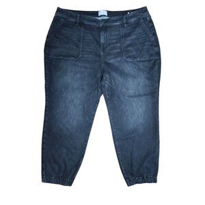 LANE BRYANT Solid All Black Mid Rise Boyfriend Signature Fit Jeans Womens Sz 24